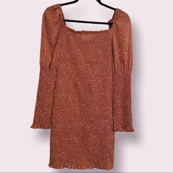 Floral Smocked Bodycon Dress Long sleeve Fall/Summer/Spring/Winter Large - Picture 6 of 7